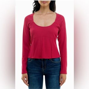 Nicole Miller Sadie Ribbed Knit Long Sleeve Scoop Neck Pullover- Sz Medium